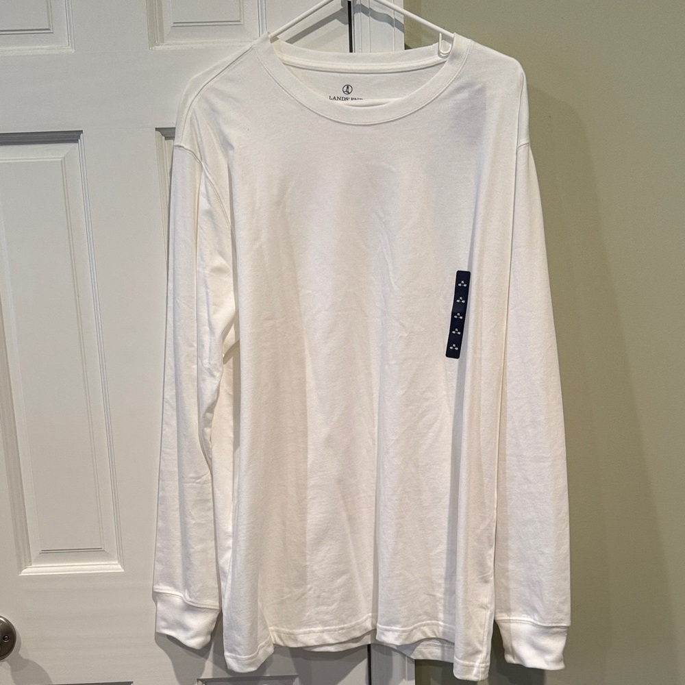 Lands' End Men's Classic White Long Sleeve Tee